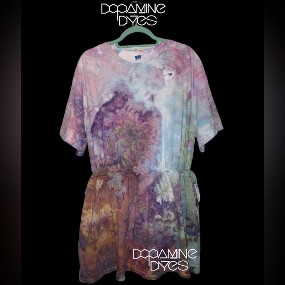 Cinch waist ice dye dress